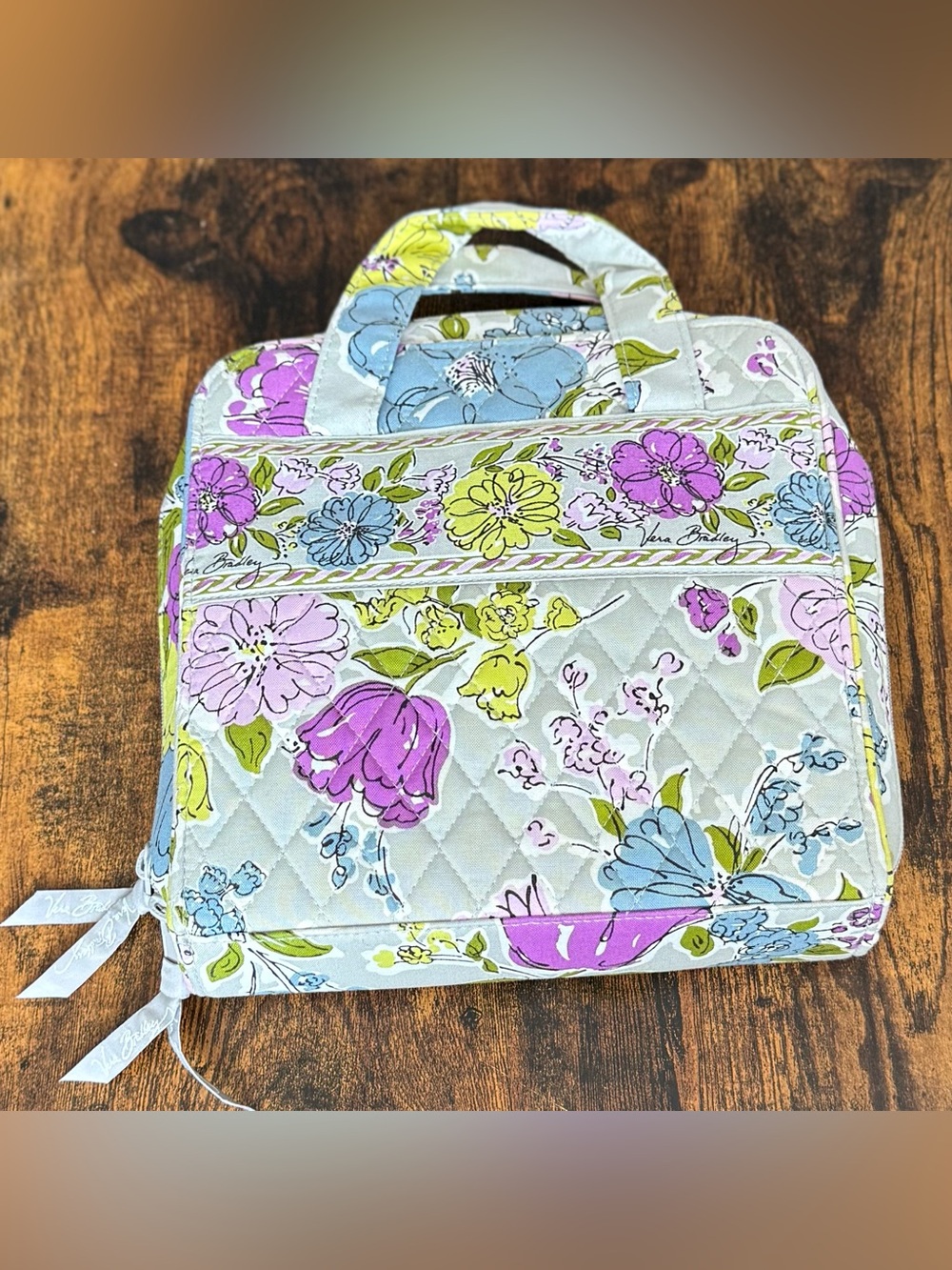 Vtg Vera Bradley Nightingale Quilted Hanging Jewelry and Cosmetic Organizer Bag